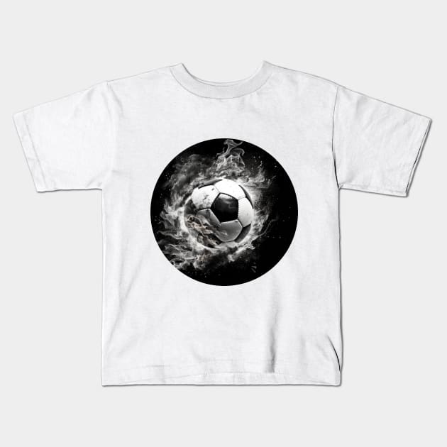 Soccer ball of fire Kids T-Shirt by Carrie Ann's Collection